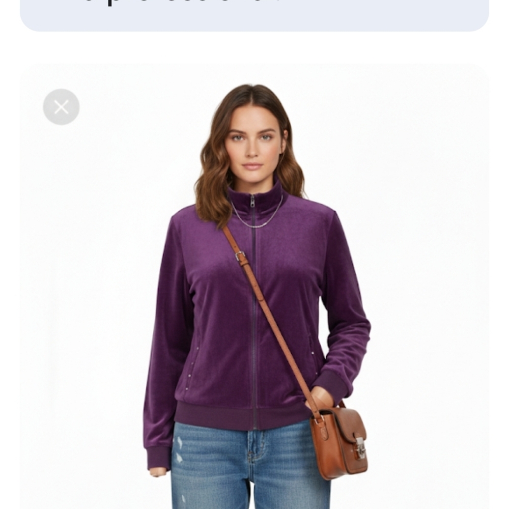 Quaker Factory Elegant Purple Full Zipper Jacket